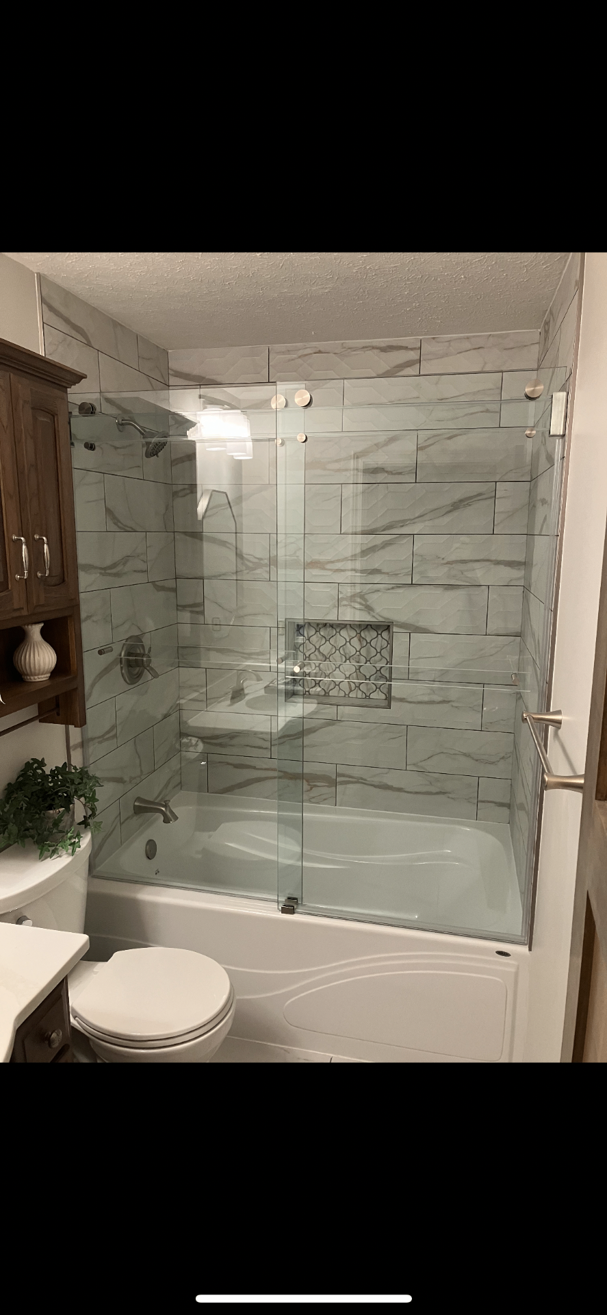 Marble Sliding Tub Enclosure